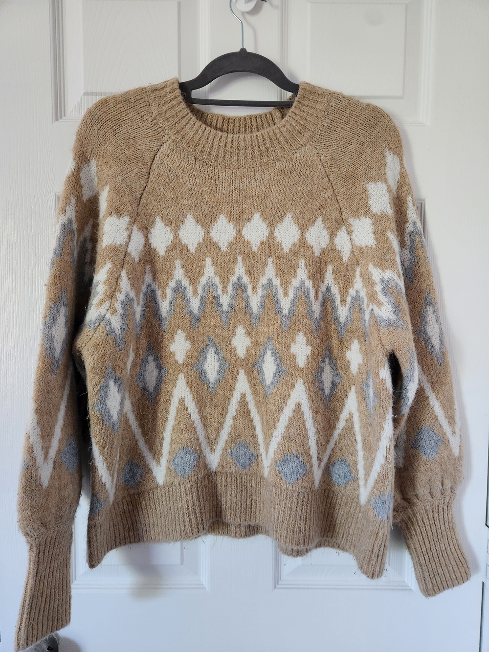 a new day Tan & White Ribbed Knit Sweater
